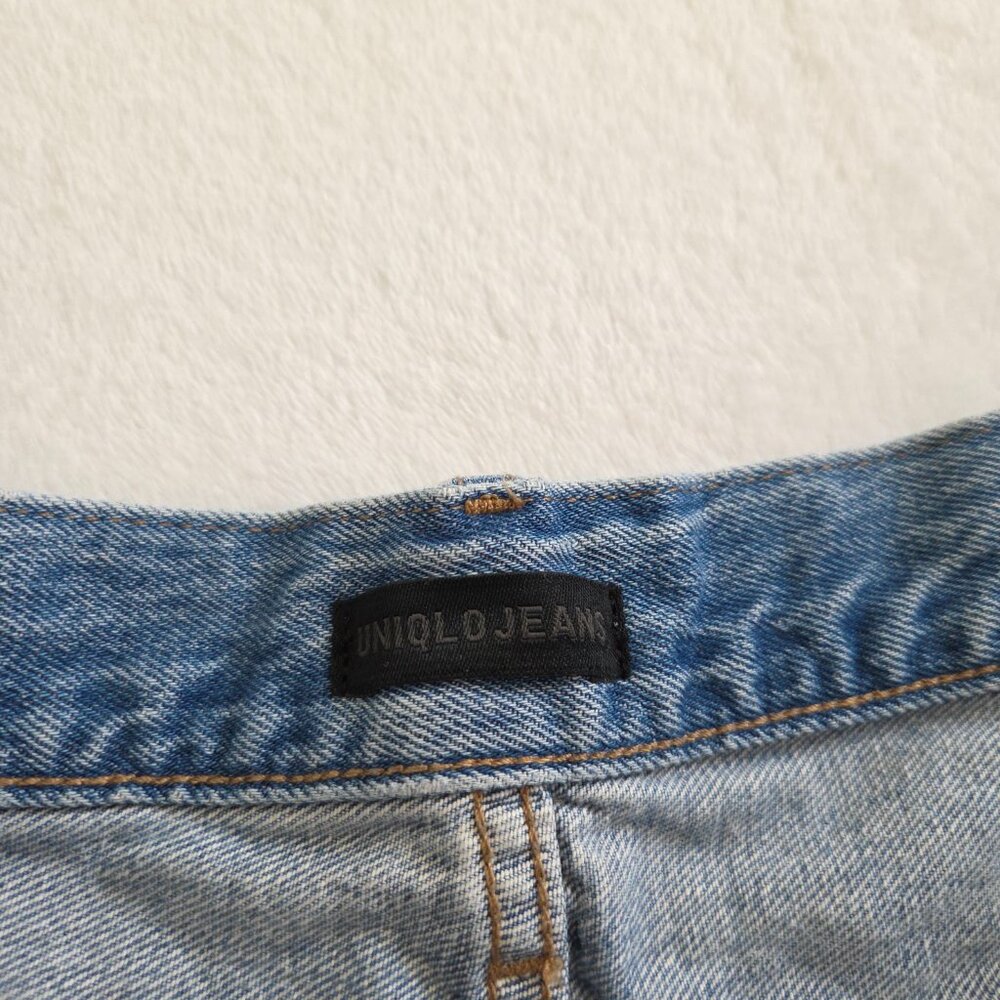 Uniqlo Distressed Denim Shorts 30" Blue Thrashed Cut Off High Rise Summer Casual - Picture 7 of 12